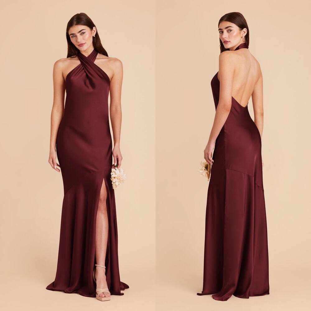 Birdy Grey Stephanie Dress in Matte Satin Cabernet